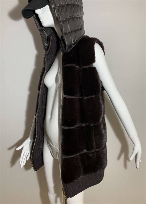 mink fendi|Black mink gilet .